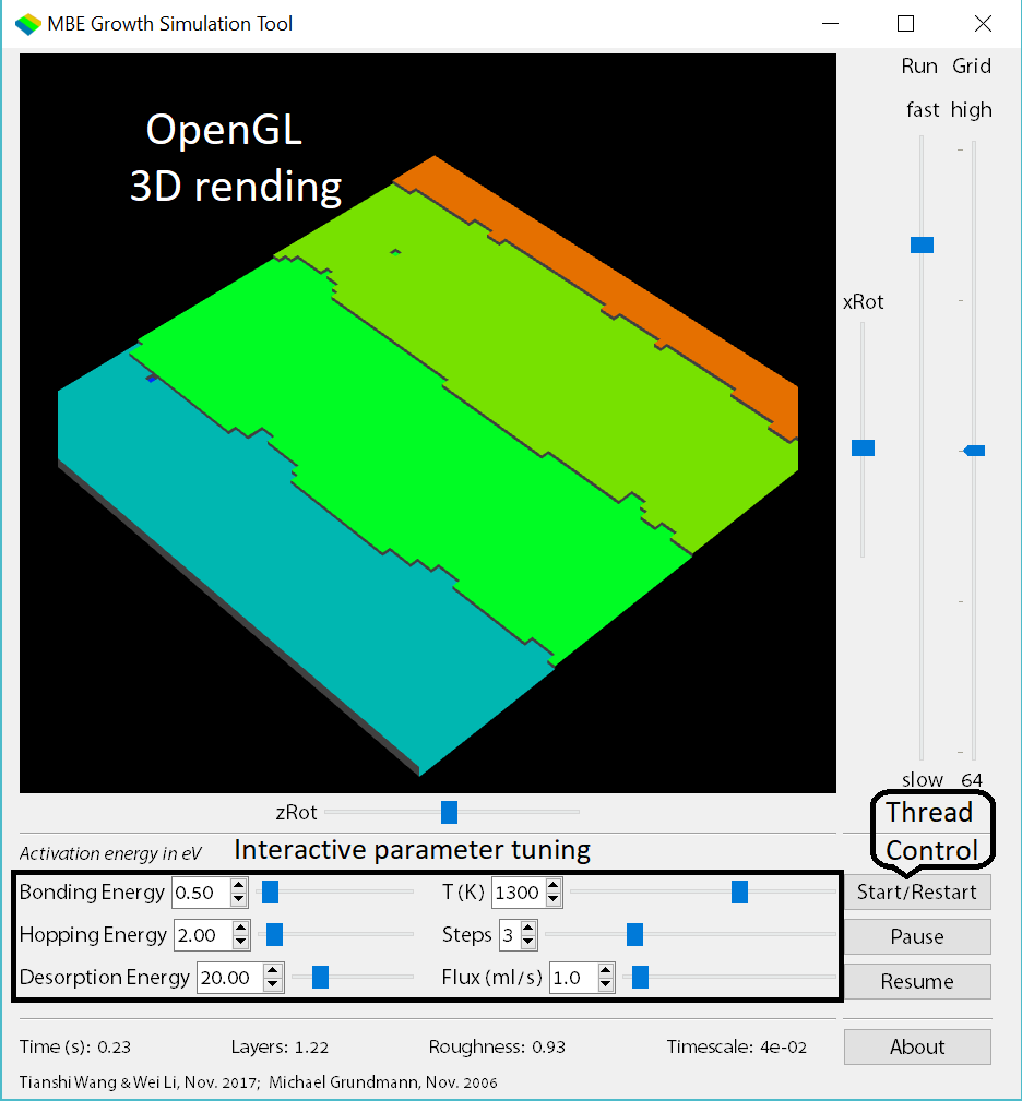 Screenshot of the MBE Growth Simulation Tool